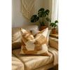 Patchwork Cowhide Leather Pillow Cover: Rustic Tan Cream Accent Gift For Her Him Birthday Anniversary