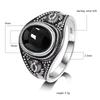 Vintage 925 Sterling Silver Black Onyx Ring Oval Shape Natural Stone Certified Fine Jewerly Retro Silver Rings for Women Men