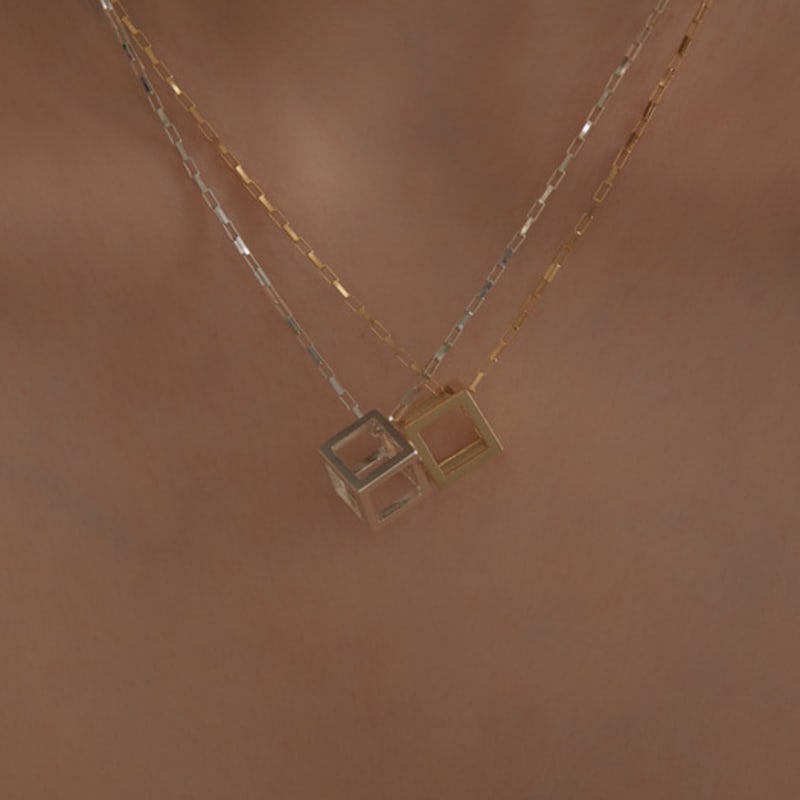 BONAFIDE JEWELRY Großer Rahmen Würfel Halskette