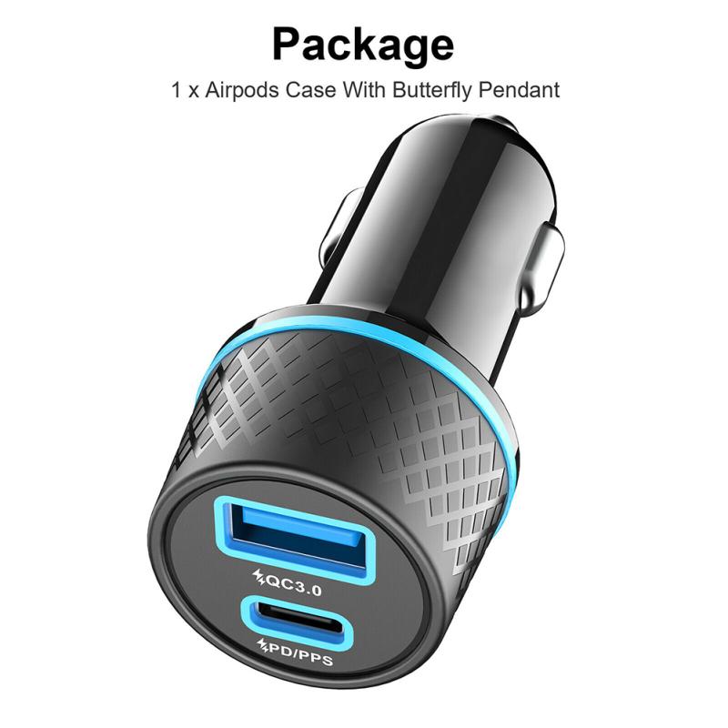 Qc3.0 Usb Car Charger Dual Channel Pd20w Ultra-fast Charging Adapter With Blue Soft Led Light For