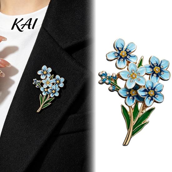 Forget Me Not Flower Brooch Brooch, Alloy Blue Floral Lapel Pin, Memorial Enamel Fashionable Coat Embellishment Pin for Coat, Dress, Hats, Bags,