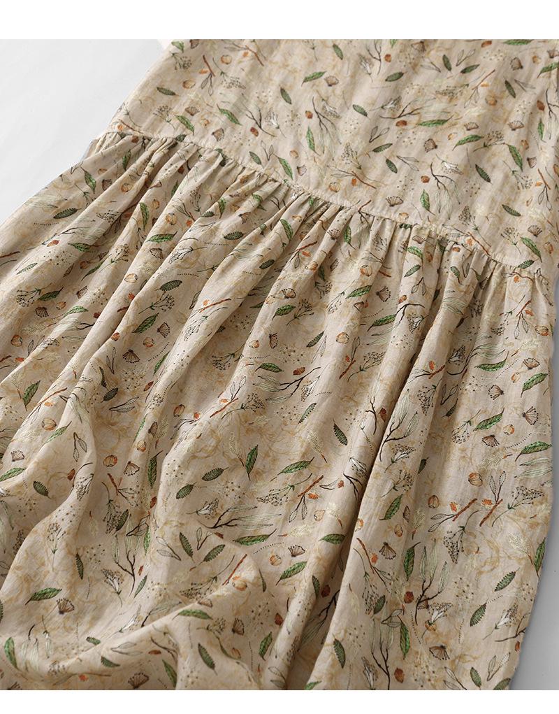 Xin Xing 2025 Summer Floral Cotton Linen Sleeveless Long Dress