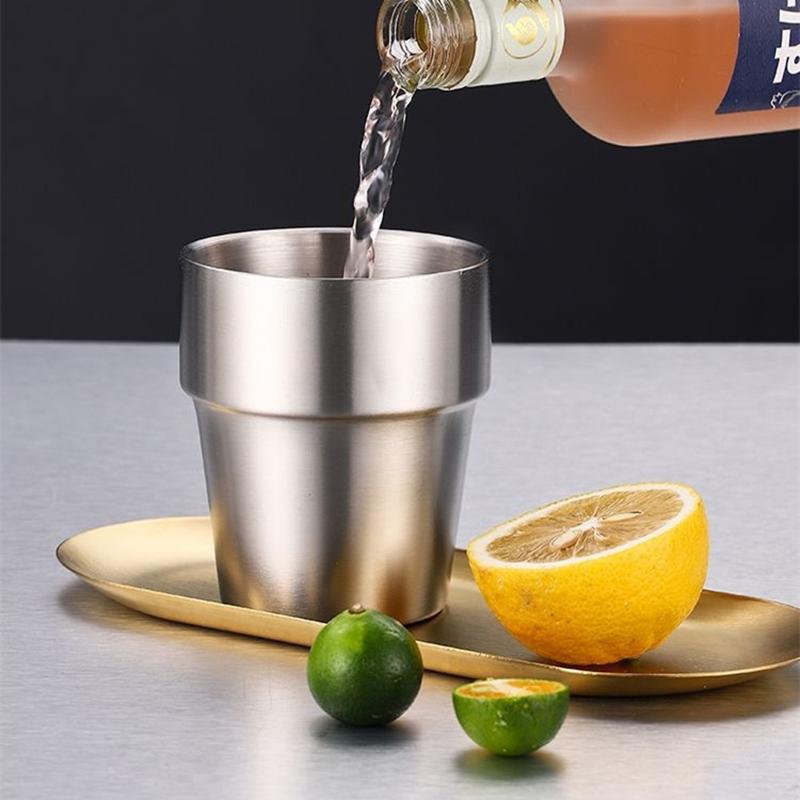 Jarra de cerveza de acero inoxidable de doble pared para té, bebida fría de metal, taza de café, utensilios de cocina, bar, 175/260/300 ml