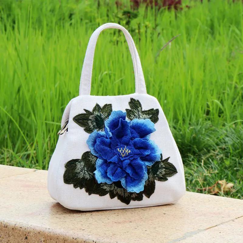 

WTEMPO Ethnic Style Women s Zipper Handbags Hand-held Peony Flower Versatile Embroidery Flower Handbags Women s Handbag 1pc белый