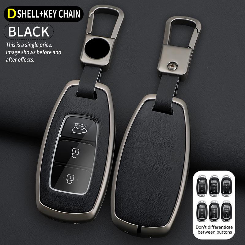 Zinc Alloy Leather Car Key Fob Case For Hyundai Yazun Parisian Centor Elantra Gt Kona Car Key Fob Case