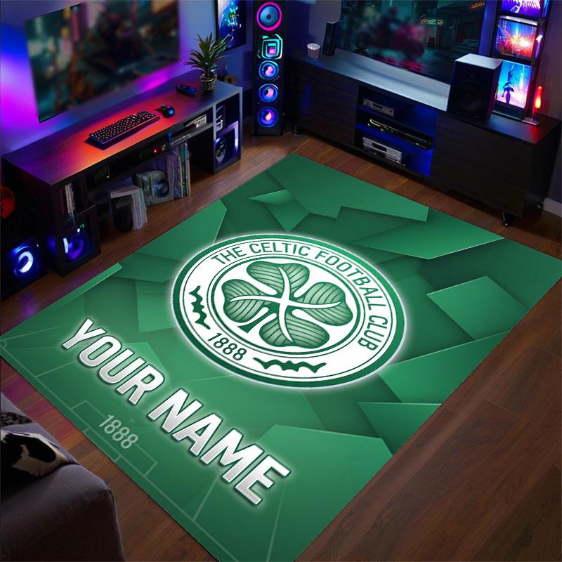 Crystal Velvet Rug Celtic FC Print Custom Name Text Floor Mat Home Decor
