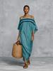 European Summer One-Shoulder Batwing Sleeve Maxi Dress for Women