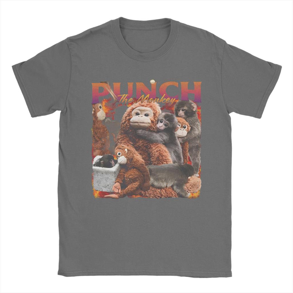 Monkey Punch Baby Monkey Holding Toy Graphic T Shirt Men Women 100 Cotton Tee Shirt Clothes