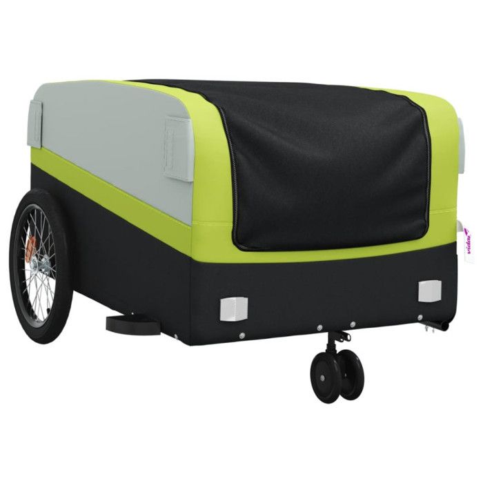 VidaXL Bicycle Trailer, Transport Cart with Safety Flag, Bicycle Stroller with Wheels and Hitch, 94074