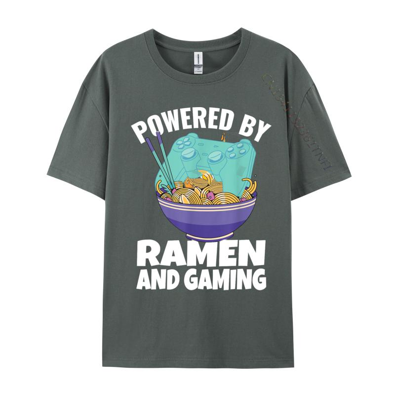Powered By Ramen And Gaming Gamer Family Cotton Men's Top T-shirts Design Tops Tees Designer Tops Shirt Drop Shipping