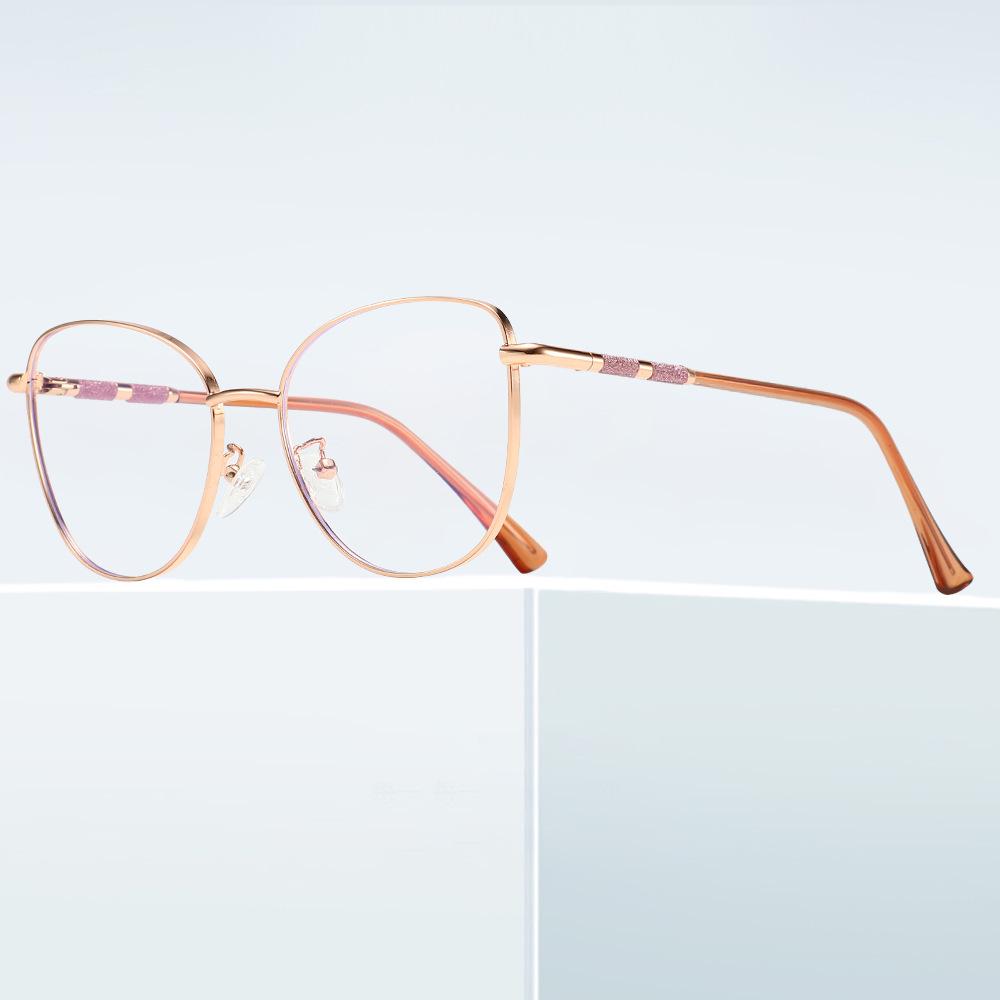 Retro Cat Eye Blue Light Blocking Glasses for Women with Photochromic Lenses & Spring Metal Legs
