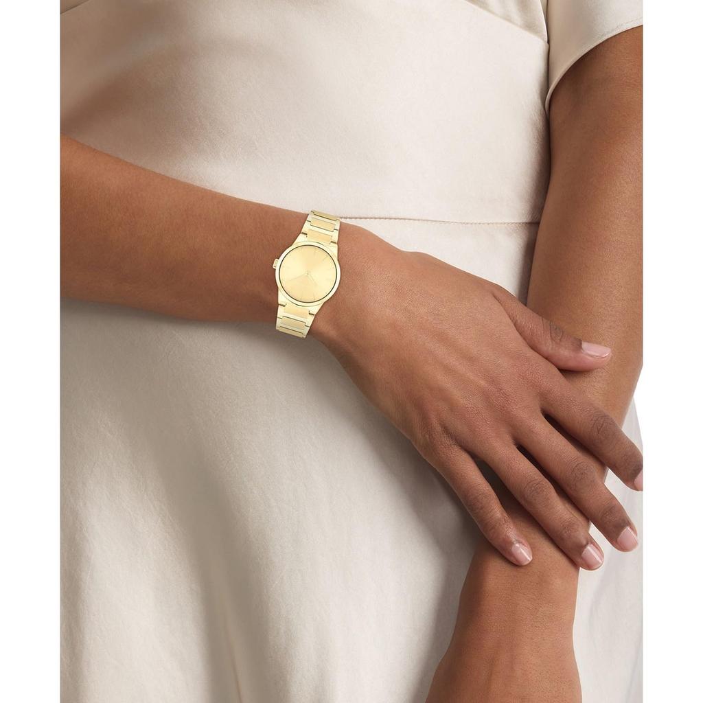 Calvin Klein LINEAR ELEGANCE Gold Stainless Steel 25100077 Women's Watch, Dial, Strap, [Officially Imported]