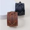 New Fashion Men Wide Genuine Leather Bracelet Brown Black Wide Cuff Bracelets & Bangles Vintage Punk Wristband Men Jewelry Gift