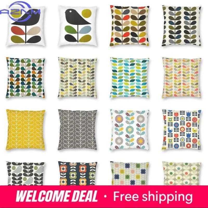 Shunika Chen Unisex Orla Kiely Multi Stem And Bird Cushion Cover Scandinavian Flower Floor Pillow Case For Living Room Sofa Pillowcase Home Decor