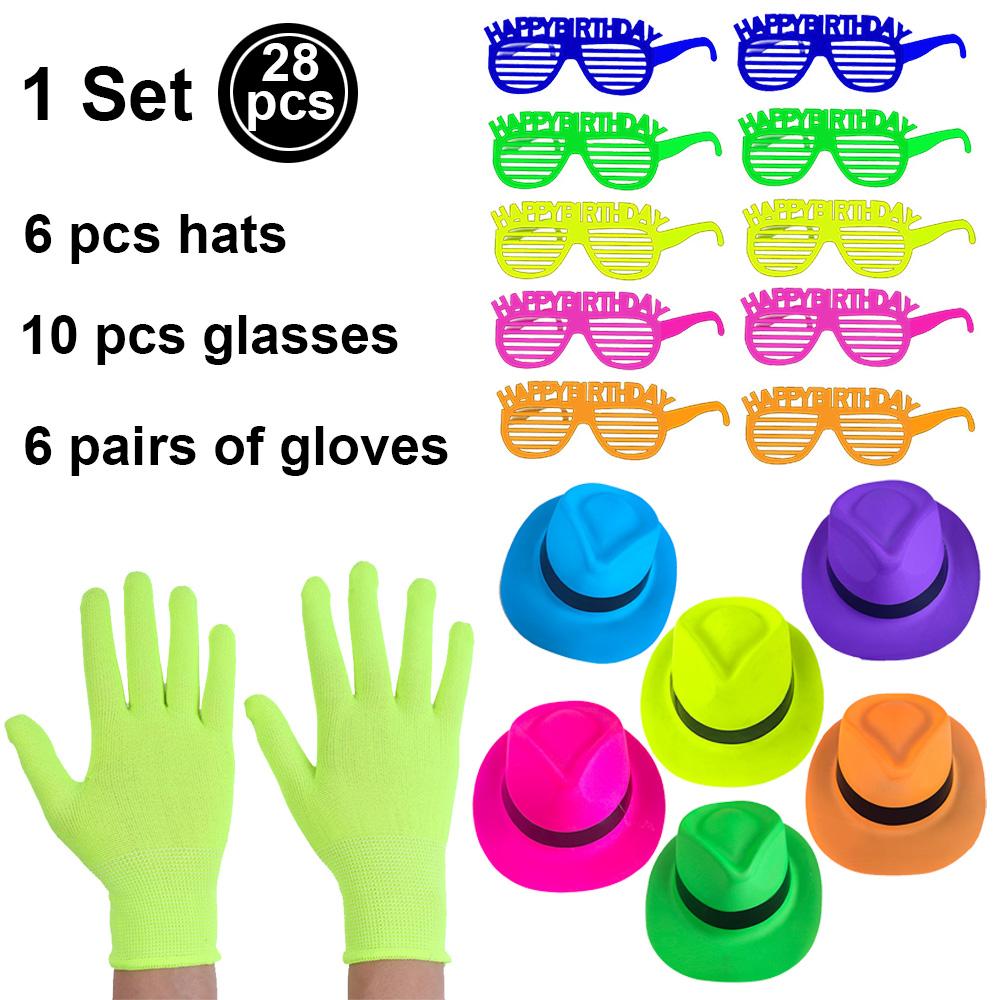6 12 24 30 ks Neonové párty potřeby Neonové formální klobouky Svítí ve UV světle Párty fluorescenční klobouk UV světlo Párty dekorace Dospělí 5