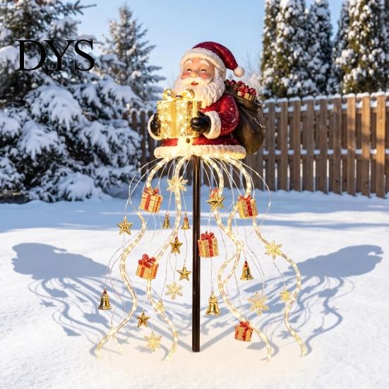 Weihnachtsmann Gartendekoration mit Lichtern, Solar-Weihnachts-Gartenlicht, LED mit Geschenkbox-Stab, Feiertags-Rasen-Stäbe für Kaskaden-Lichterkette Außen