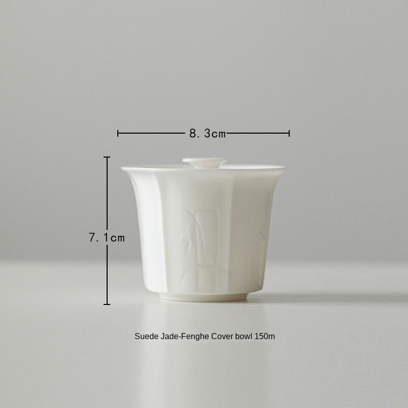 

White Jade Gaiwan Cover Teacup Single 360 Degrees Water Outlet Tea Brewing Bowl Ceramic Gaiwan Tea Set