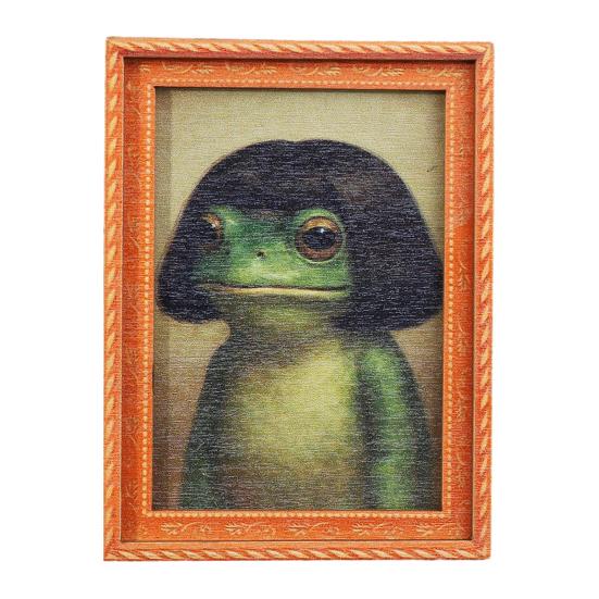 1/2/3/4/5Pcs Frog Fridge Magnet Kitchen Decor Vintage Mini Green Frog Refrigerator Magnet with Wooden Frame Home Office Decoration