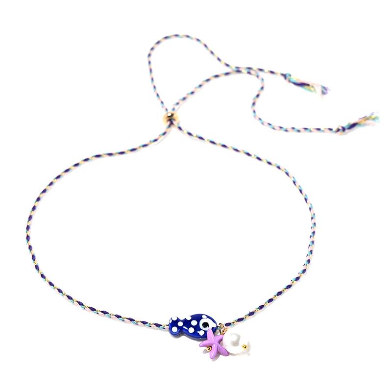 Colorful Bohemian Ceramic Fish Pendant Necklace For Women Adjustable Multicolored Rope Choker, Perfect For Summer Beach Vacation