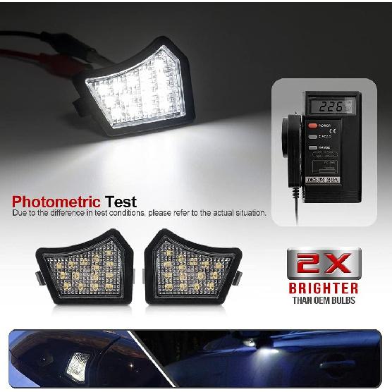 2Pcs White LED Under Side Mirror Puddle Light Lamp for Volvo S60 S 80 V70 Jaguar XF XK XFR XE-Type XJ-Type Xenon White