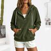 Damen Halbknopf Kapuzenpullover Kordelzug Langarm Kängurutasche Locker Lässig Pullover Einfarbige Tägliche Streetwear Sweatshirt