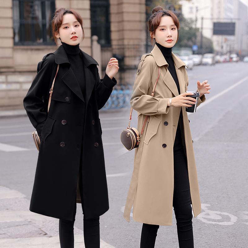 Trench Coat Womens Medium and Long Coat Over The Knee and Looking Thin Temperament Autumn Womens Clothing