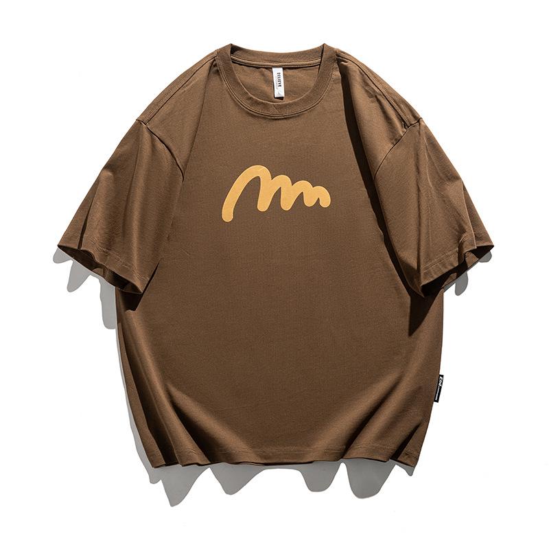 

Men s Summer Trendy American Brand Cotton Short-Sleeve Loose-Fit Plus-Size T-Shirt 4XL for 200-220 jin кавовий