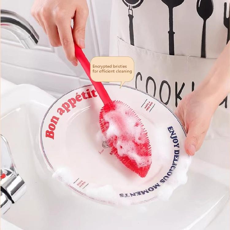 Multipurpose Long Handle Dish Brush Silicone Scrubber Brush For Cleaning Milk Bottles Flasks Narrow Mouthed Container