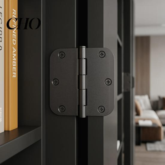 Rotatable Door Hinge 1/5Pcs Rounded Matte Black Hinges Flat Iron Bifold Residential Standard Bedroom Indoor House Hardware Essentials Accessories