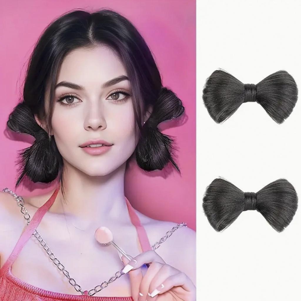 Drdol do vlasů s mašlí Drdol pro rovné vlasy Příčesek do vlasů odolný vůči teplu Přírodní falešný styling Vlasové doplňky Vlasové doplňky