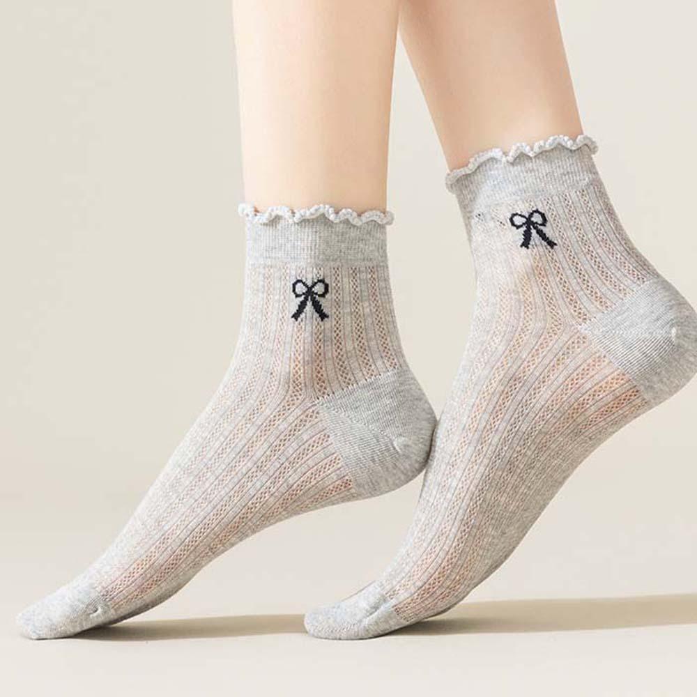 

Thin Cotton Bow Ankle Socks Female Hosiery Cotton Boat Socks Women Mesh Bow Socks Sports