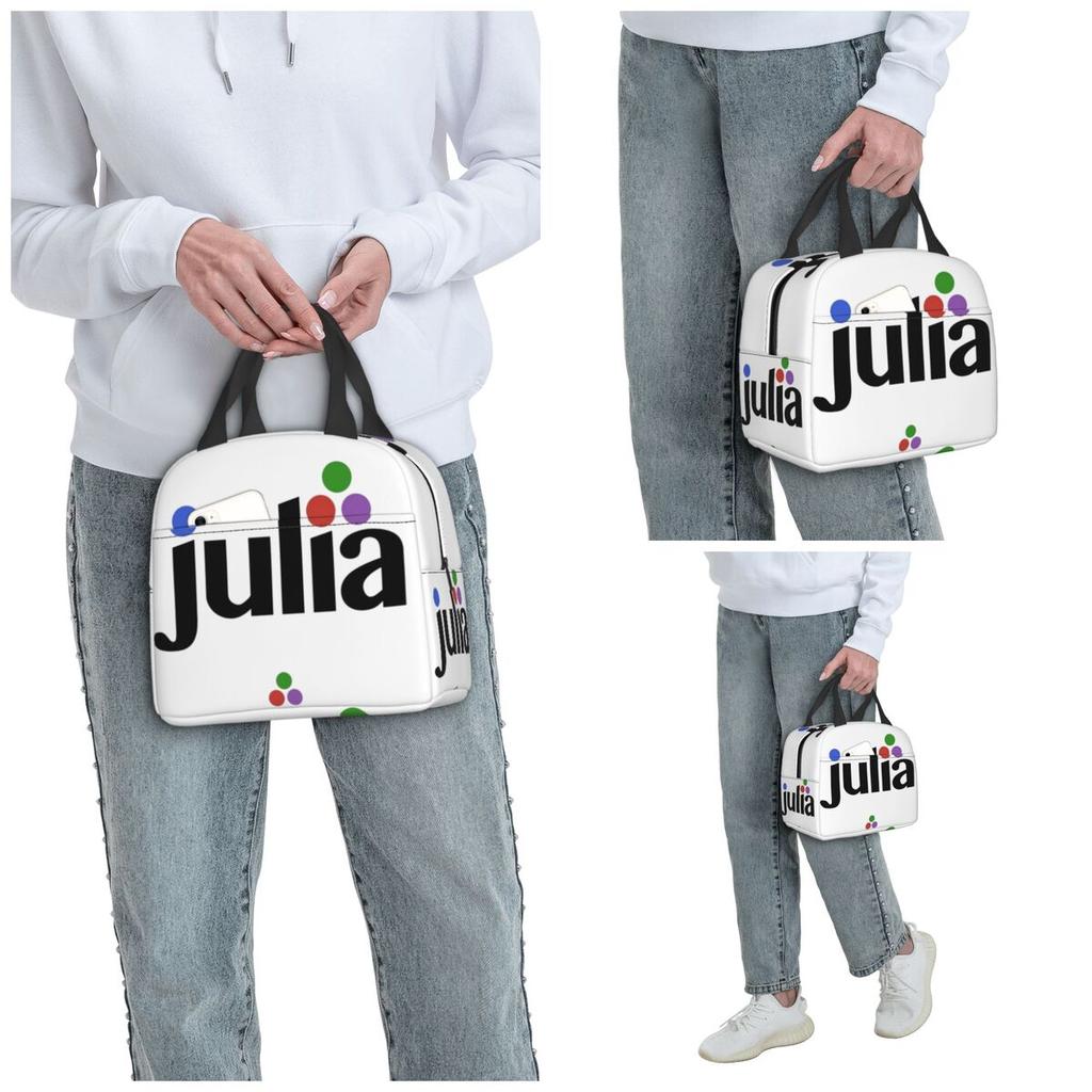 Julia Hex Logo Insulated Lunch Bag for Kids School Cooler Thermal Food Box Tote Leakproof Lunch Boxes Container