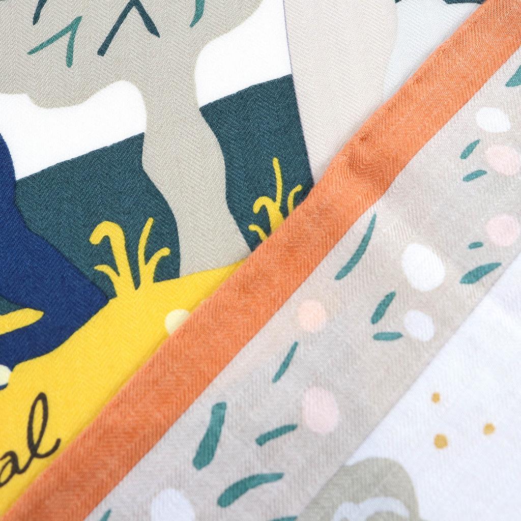 Excellent HERMES scarf Aesop's Fables Carre 140 Carrejean cashmere Women Used