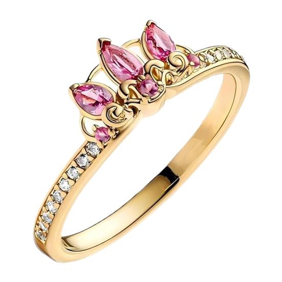 Finger Ring Shiny Rhinestones Inlaid Crown Shape Princess Ring Vintage Style Women Ring Jewelry Gift