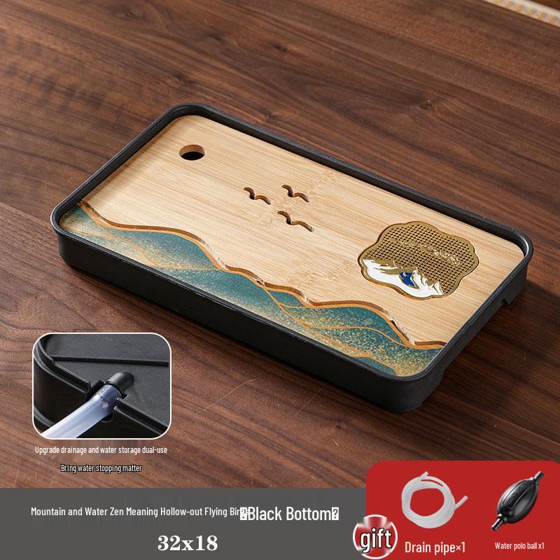Bamboo Gongfu Tea Tray with Water Drainage - Luxury Brewing Platform
