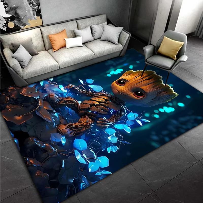 Marvel-Groot Avengers Little Tree Man Carpet for Living Room Home Decor Large Area Bedroom Floor Rug Non-slip Easy Mat