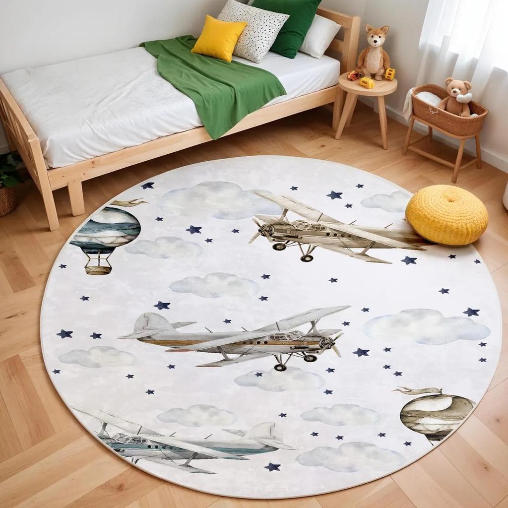 Airplane Children's Hot Air Balloon Kids Rug for Living Room Baby Girl Room Kids Playroom Mat Bedroom Rug Nursery Sofa Rug