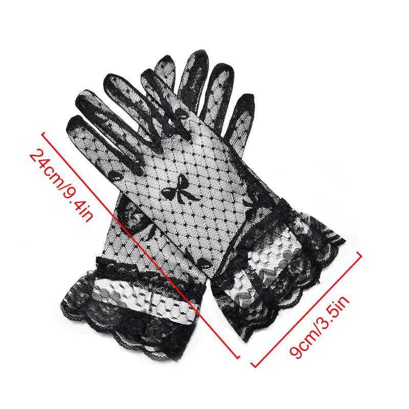 Bow Breathabl Tulle Mittens Short Lace Gloves Transparent Sunscreen