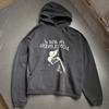 Túlméretezett mosott pamut kapucnis pulóver betűnyomattal Uniszex Streetwear Őszi alkalmi pulóver
