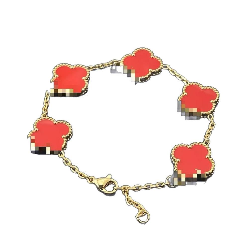 15mm Lucky Four-Leaf Clover Bracelet for Women New Side Grooved Fashion 18K Non-Fading Women's Bracelet