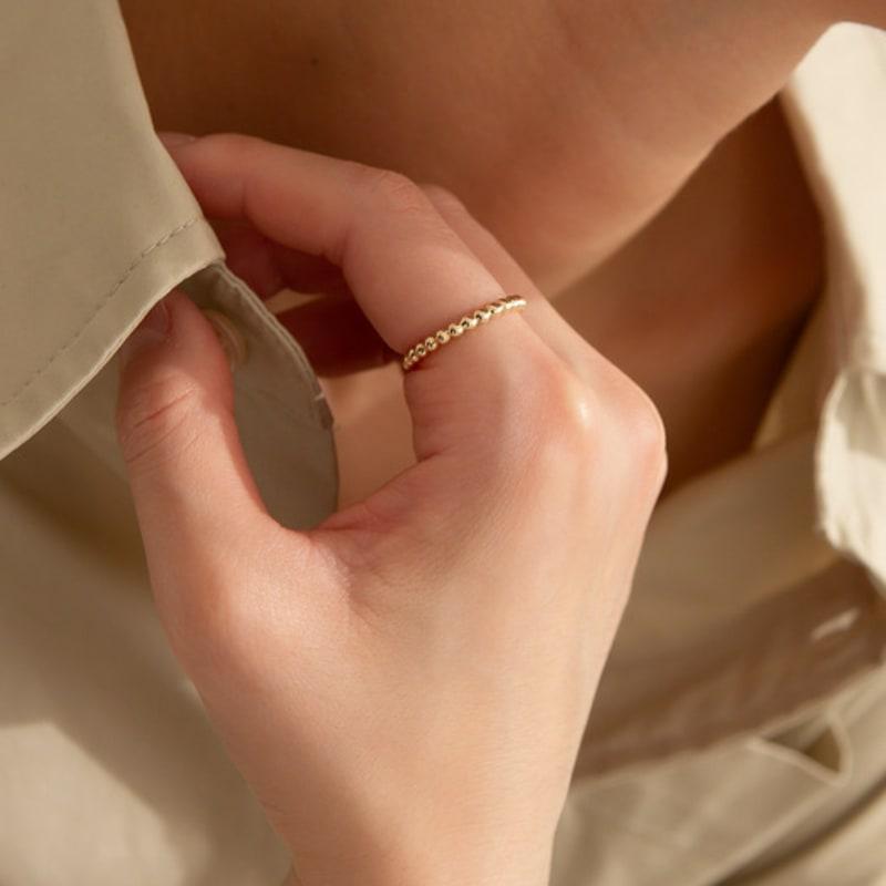 LUNNE 14k 2.5mm Bubble Ball Line Ring (14k Gold) #LFR09