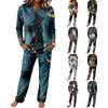 Set Pigiama Casual da Donna con Manica Lunga, Girocollo e Coulisse sui Pantaloni a Gamba Larga per Dormire e