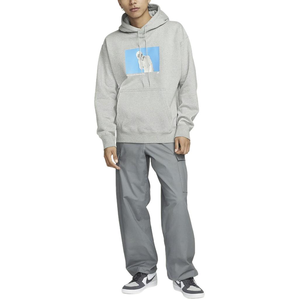 Nike SB Print Muster Kapuzenpullover Langarm Lässiges Sweatshirt Herren Oberteile Grau FN2557-063