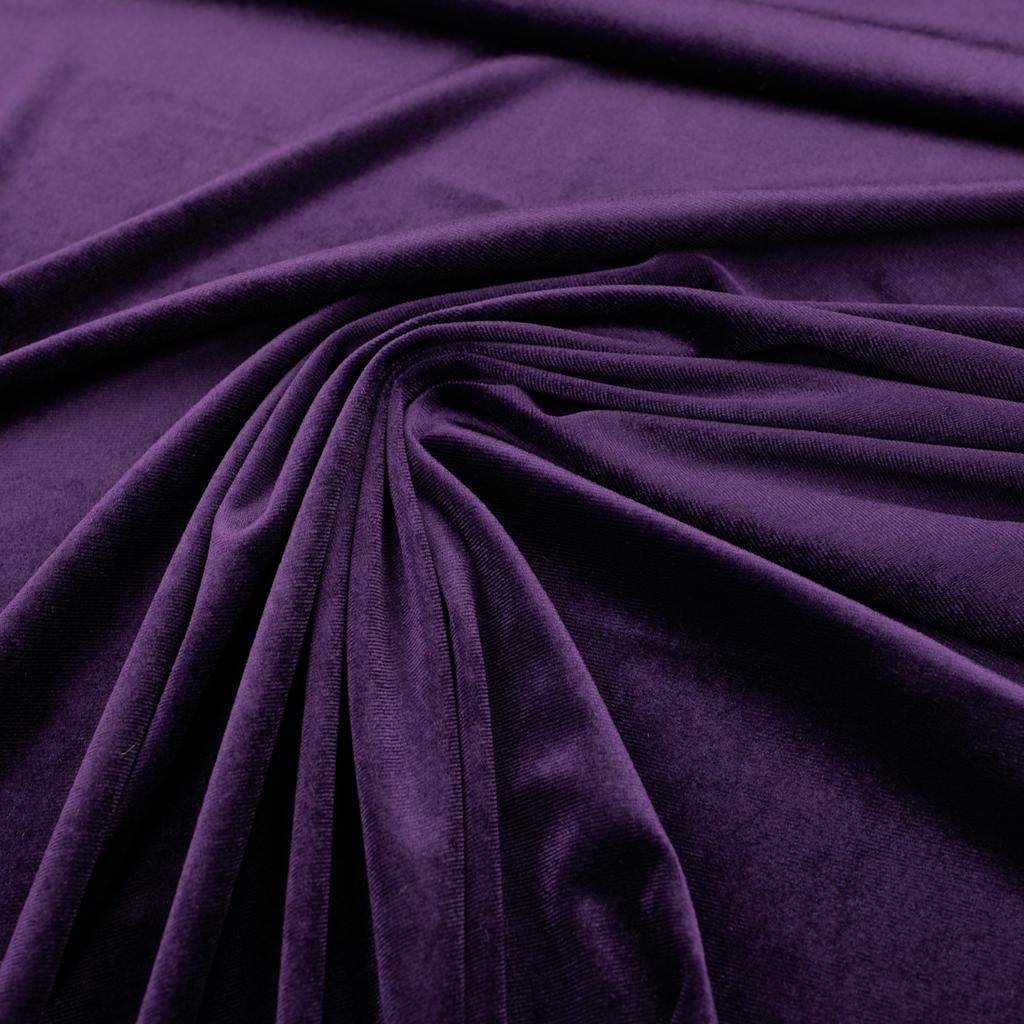 Knitted Velvet Fabric Purple Sewing Material 0.5 m Smooth Soft
