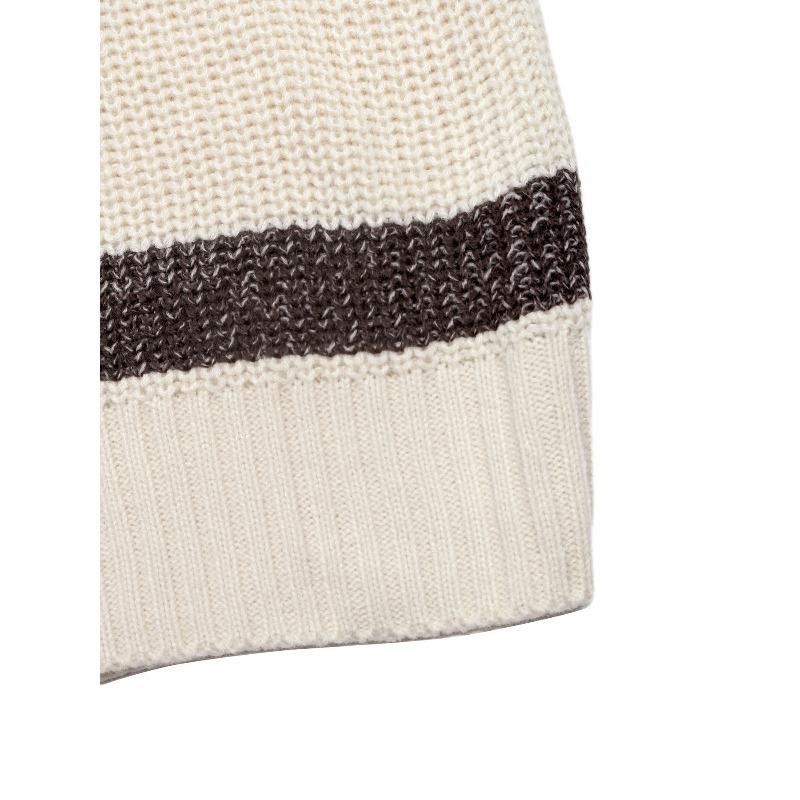 Moda Donna Casual Autunno Inverno Top Manica Lunga con Stampa a Righe Scollo a V Abbigliamento Donna Maglieria di Lana Maglioni