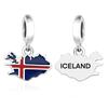 925 Silver Pan Charms Fit Original Bracelet Europe Greece Iceland France Italy Finland Flag Map Dangle Bead for Jewelry Making