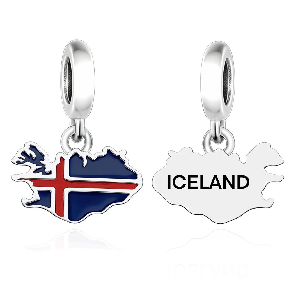 925 Silver Pan Charms Fit Original Bracelet Europe Greece Iceland France Italy Finland Flag Map Dangle Bead for Jewelry Making