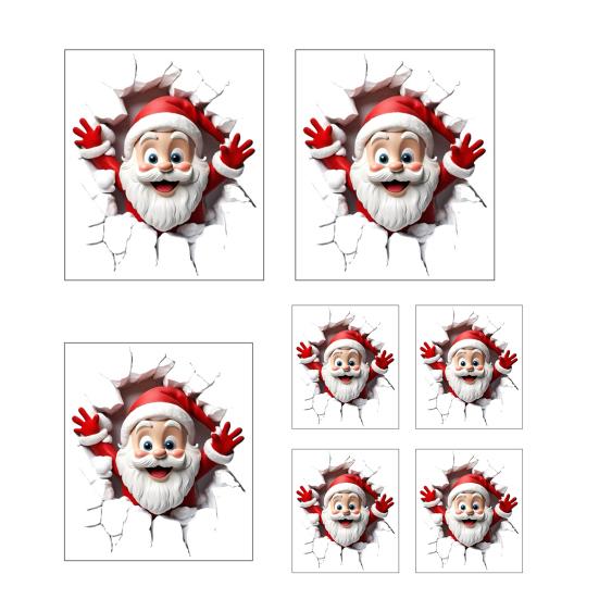 1/2/4 Stück Weihnachts-Wandaufkleber Weihnachtsmann-Design Einfach anzubringen Feiertagsaufkleber Wasserdicht Feuchtigkeitsbeständig Festliche Dekoration