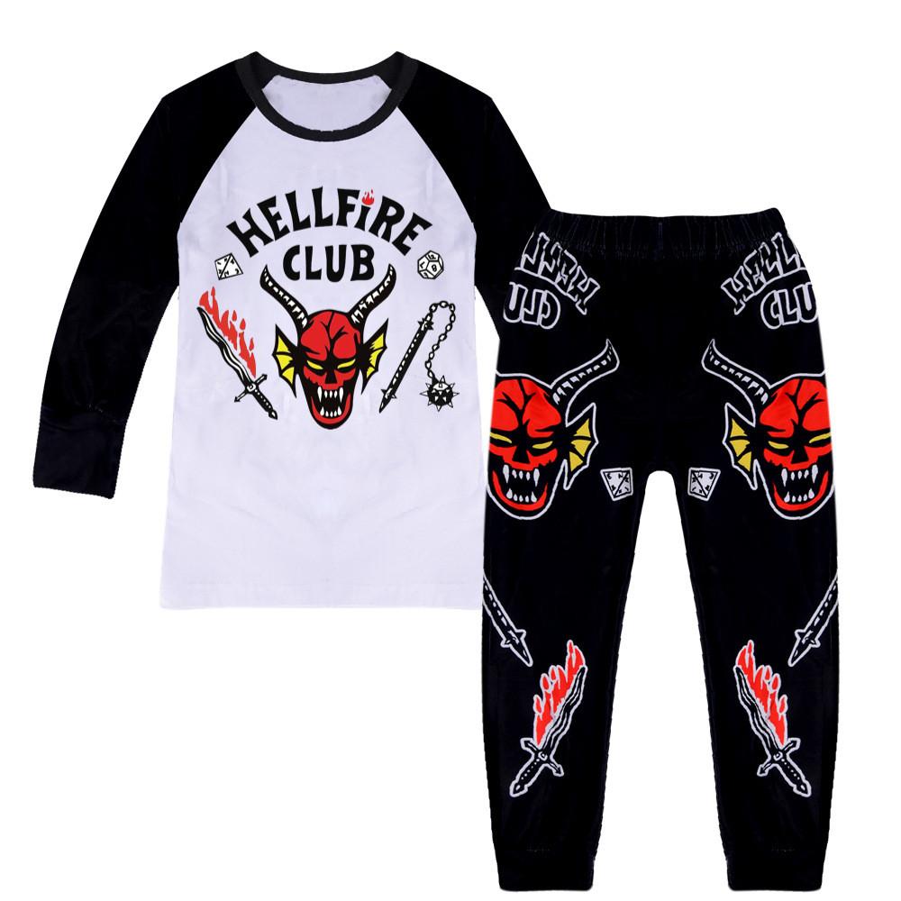 Kinder Jungen Mädchen Stranger Hellfire Print T-Shirt Top Hose Hose Pyjama Schlafanzug Sets