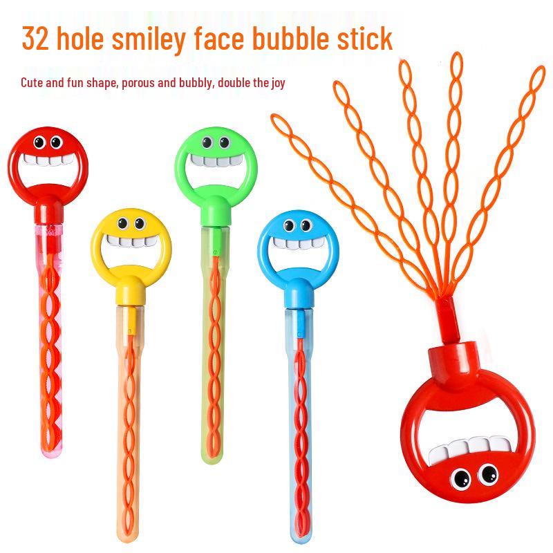 Clearance Smiley Face 32-Hole Bubble Wand - Outdoor Bubble Blower Toy for Kids